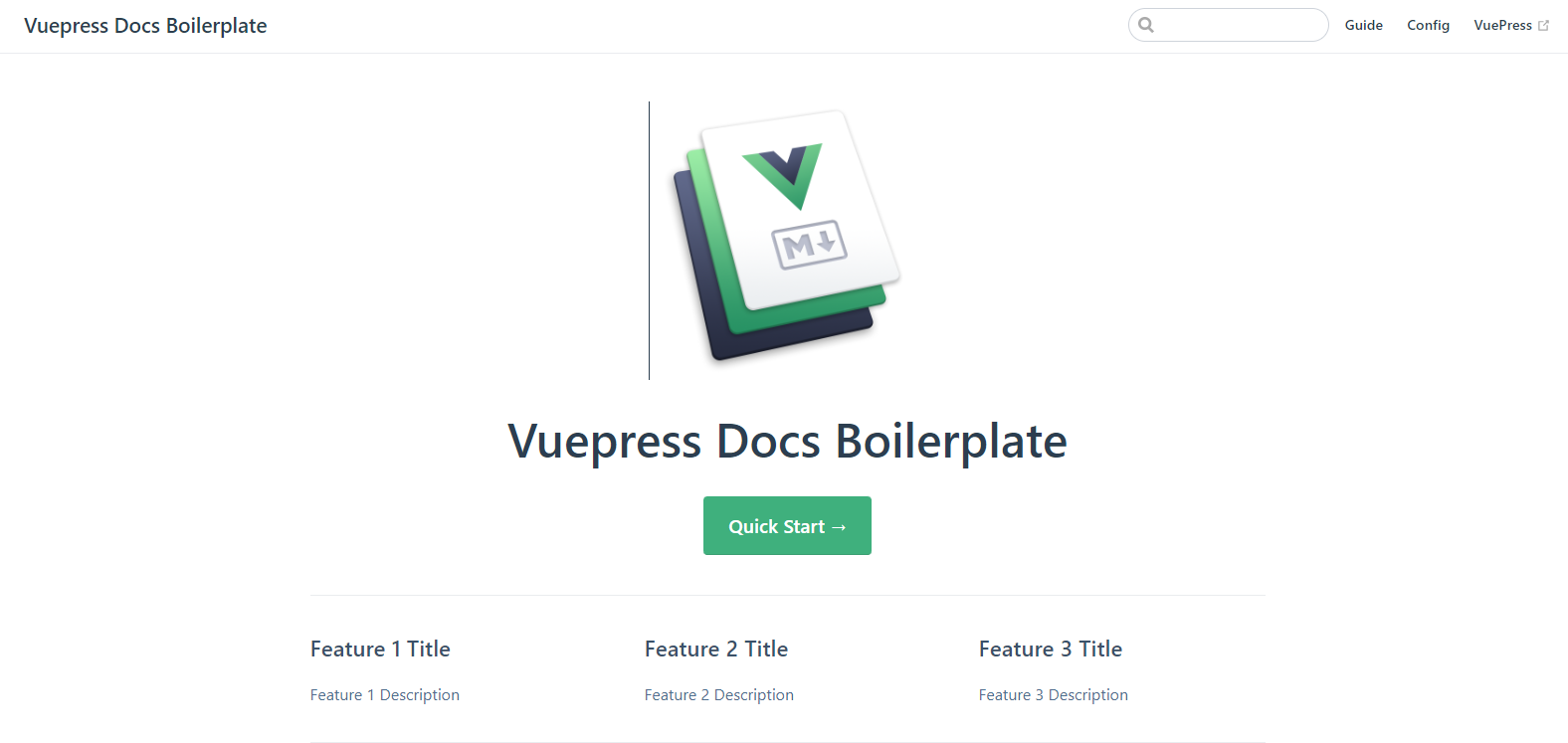 screenshot of the Vuepress app